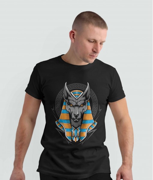 Мъжка тениска с щампа Арт Egyptian Аnubis head one - TShirtArtShop.com